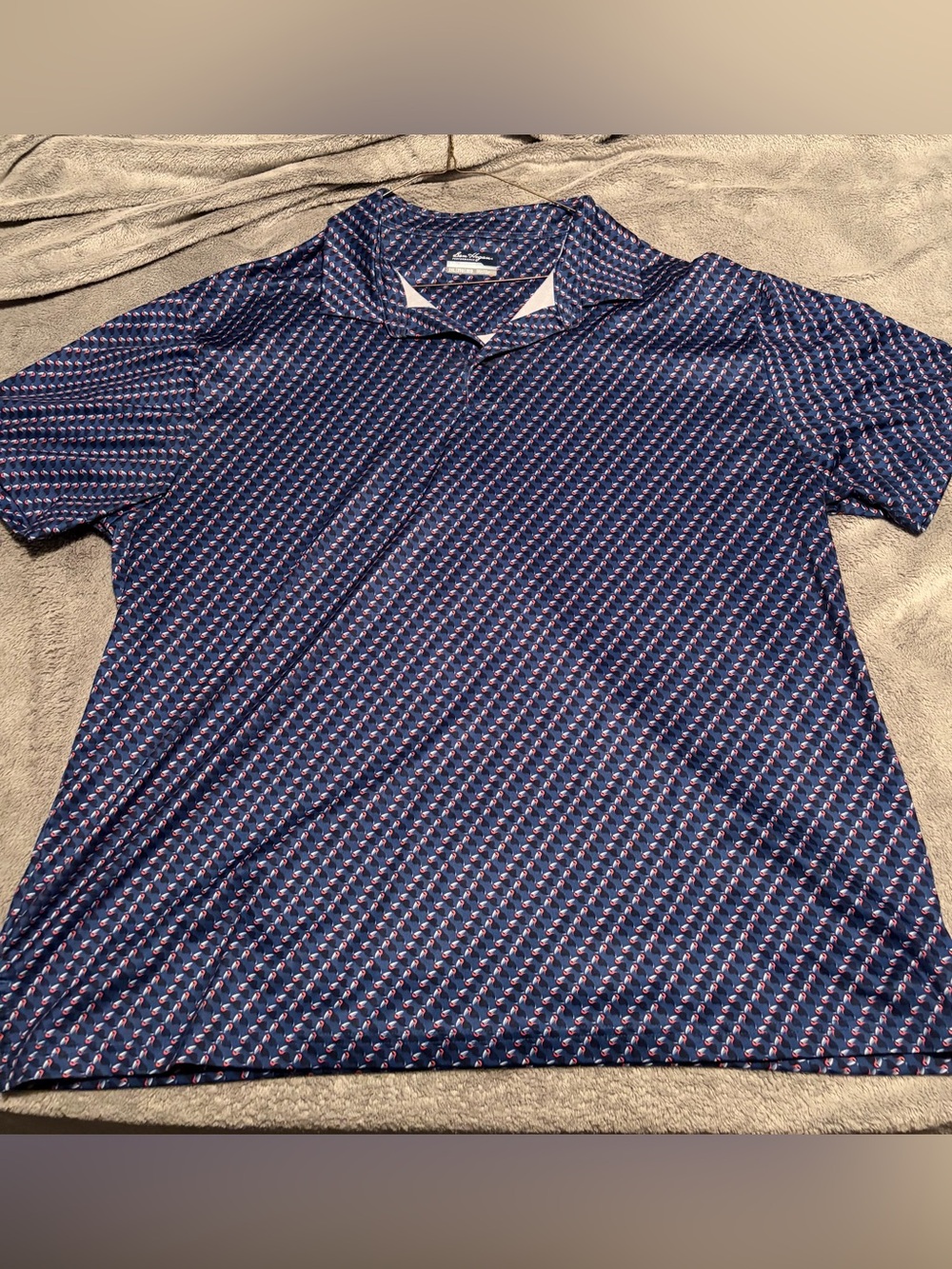 Hogan Navy Polo with Red and White Microprint